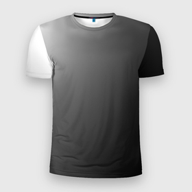 Мужская футболка 3D Slim с принтом Черно белый диагональный градиент в Санкт-Петербурге, 100% полиэстер с улучшенными характеристиками | приталенный силуэт, круглая горловина, широкие плечи, сужается к линии бедра | Тематика изображения на принте: 