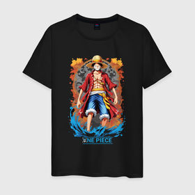 Мужская футболка хлопок с принтом One Piece   загадочный Луффи в Кировске, 100% хлопок | прямой крой, круглый вырез горловины, длина до линии бедер, слегка спущенное плечо. | Тематика изображения на принте: 
