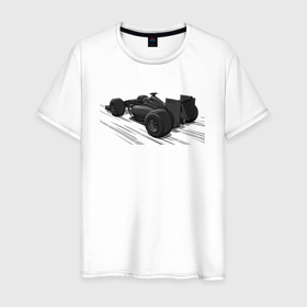 Мужская футболка хлопок с принтом Формула 1 черная , 100% хлопок | прямой крой, круглый вырез горловины, длина до линии бедер, слегка спущенное плечо. | 
