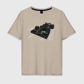 Мужская футболка хлопок Oversize с принтом Формула 1 черная в Екатеринбурге, 100% хлопок | свободный крой, круглый ворот, “спинка” длиннее передней части | 