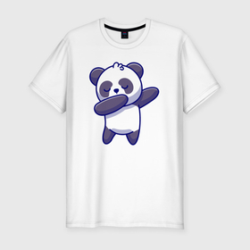 Мужская футболка хлопок Slim с принтом Dabbing panda в Курске, 92% хлопок, 8% лайкра | приталенный силуэт, круглый вырез ворота, длина до линии бедра, короткий рукав | 
