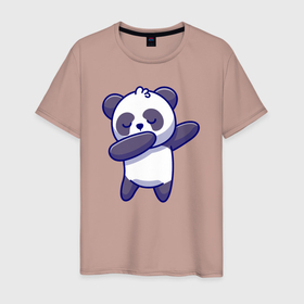 Мужская футболка хлопок с принтом Dabbing panda в Курске, 100% хлопок | прямой крой, круглый вырез горловины, длина до линии бедер, слегка спущенное плечо. | 