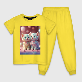 Детская пижама хлопок с принтом The Wither cats в Тюмени, 100% хлопок |  брюки и футболка прямого кроя, без карманов, на брюках мягкая резинка на поясе и по низу штанин
 | Тематика изображения на принте: 