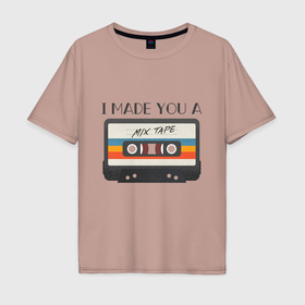 Мужская футболка хлопок Oversize с принтом Музыка девяностых из кассет в Екатеринбурге, 100% хлопок | свободный крой, круглый ворот, “спинка” длиннее передней части | 