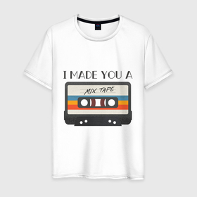 Мужская футболка хлопок с принтом Музыка девяностых из кассет в Екатеринбурге, 100% хлопок | прямой крой, круглый вырез горловины, длина до линии бедер, слегка спущенное плечо. | 