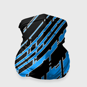 Бандана-труба 3D с принтом Синие линии на чёрном фоне в Белгороде, 100% полиэстер, ткань с особыми свойствами — Activecool | плотность 150‒180 г/м2; хорошо тянется, но сохраняет форму | 