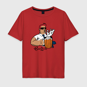Мужская футболка хлопок Oversize с принтом Beer lover в Тюмени, 100% хлопок | свободный крой, круглый ворот, “спинка” длиннее передней части | Тематика изображения на принте: 