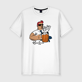 Мужская футболка хлопок Slim с принтом Beer lover в Тюмени, 92% хлопок, 8% лайкра | приталенный силуэт, круглый вырез ворота, длина до линии бедра, короткий рукав | Тематика изображения на принте: 