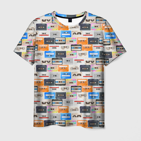 Мужская футболка 3D с принтом Ретро магнитофонные кассеты в Тюмени, 100% полиэфир | прямой крой, круглый вырез горловины, длина до линии бедер | 
