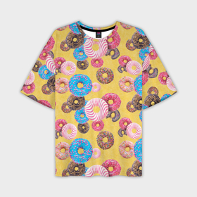 Мужская футболка oversize 3D с принтом Узор из пончиков с разными начинками в Тюмени,  |  | 