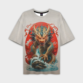 Мужская футболка oversize 3D с принтом Японский морской дракон в Екатеринбурге,  |  | Тематика изображения на принте: 