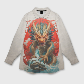 Мужская рубашка oversize 3D с принтом Японский морской дракон в Екатеринбурге,  |  | Тематика изображения на принте: 