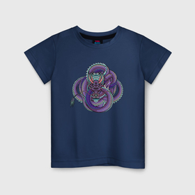 Детская футболка хлопок с принтом Дракон 2024 год в Курске, 100% хлопок | круглый вырез горловины, полуприлегающий силуэт, длина до линии бедер | Тематика изображения на принте: 