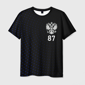 Мужская футболка 3D с принтом Республика Коми    синие крапинки в Санкт-Петербурге, 100% полиэфир | прямой крой, круглый вырез горловины, длина до линии бедер | Тематика изображения на принте: 