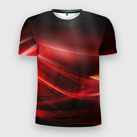 Мужская футболка 3D Slim с принтом Red black    abstract в Курске, 100% полиэстер с улучшенными характеристиками | приталенный силуэт, круглая горловина, широкие плечи, сужается к линии бедра | 