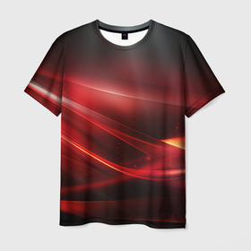 Мужская футболка 3D с принтом Red black    abstract в Курске, 100% полиэфир | прямой крой, круглый вырез горловины, длина до линии бедер | 