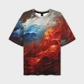 Мужская футболка oversize 3D с принтом Абстрактный белый синий красный дым в Белгороде,  |  | 