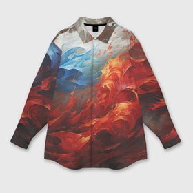 Мужская рубашка oversize 3D с принтом Абстрактный белый синий красный дым в Белгороде,  |  | Тематика изображения на принте: 