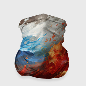 Бандана-труба 3D с принтом Абстрактный белый синий красный дым в Белгороде, 100% полиэстер, ткань с особыми свойствами — Activecool | плотность 150‒180 г/м2; хорошо тянется, но сохраняет форму | Тематика изображения на принте: 