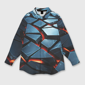 Мужская рубашка oversize 3D с принтом Абстрактные плиты  с оранжевым светом ,  |  | 