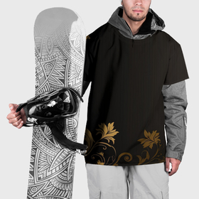 Накидка на куртку 3D с принтом Золотые  узоры объемные на черном фоне в Санкт-Петербурге, 100% полиэстер |  | 