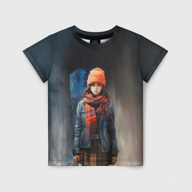 Детская футболка 3D с принтом Девушка тинейджер в Екатеринбурге, 100% гипоаллергенный полиэфир | прямой крой, круглый вырез горловины, длина до линии бедер, чуть спущенное плечо, ткань немного тянется | 