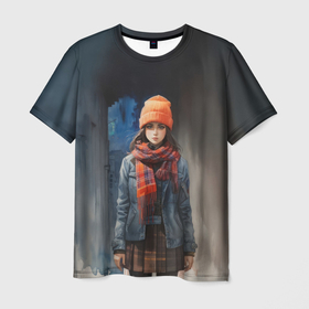 Мужская футболка 3D с принтом Девушка тинейджер в Санкт-Петербурге, 100% полиэфир | прямой крой, круглый вырез горловины, длина до линии бедер | 