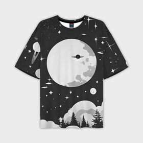 Мужская футболка oversize 3D с принтом Планеты и звёзды ,  |  | 