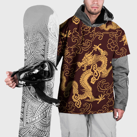 Накидка на куртку 3D с принтом Черно золотая гравюра дракона в Санкт-Петербурге, 100% полиэстер |  | Тематика изображения на принте: 