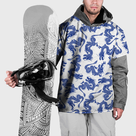 Накидка на куртку 3D с принтом Синие новогодние драконы в Екатеринбурге, 100% полиэстер |  | Тематика изображения на принте: 