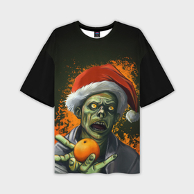 Мужская футболка oversize 3D с принтом Новогодний зомби в Курске,  |  | 