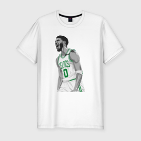 Мужская футболка хлопок Slim с принтом Tatum Celtics в Кировске, 92% хлопок, 8% лайкра | приталенный силуэт, круглый вырез ворота, длина до линии бедра, короткий рукав | 