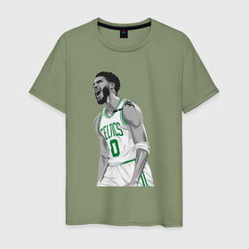 Мужская футболка хлопок с принтом Tatum Celtics в Новосибирске, 100% хлопок | прямой крой, круглый вырез горловины, длина до линии бедер, слегка спущенное плечо. | 