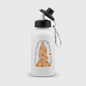 Бутылка спортивная с принтом Гора капибара , металл | емкость — 500 мл, в комплекте две пластиковые крышки и карабин для крепления | Тематика изображения на принте: 