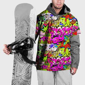 Накидка на куртку 3D с принтом Цветное граффити в Кировске, 100% полиэстер |  | Тематика изображения на принте: 