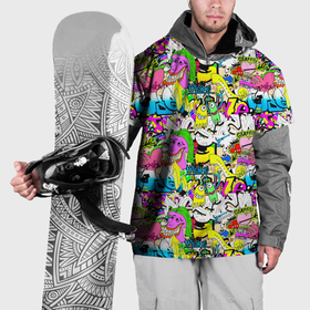Накидка на куртку 3D с принтом Цветное граффити в Кировске, 100% полиэстер |  | Тематика изображения на принте: 
