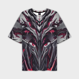 Мужская футболка oversize 3D с принтом Адская киберпанк броня красная в Санкт-Петербурге,  |  | 
