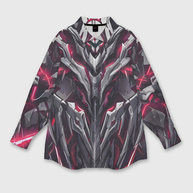 Мужская рубашка oversize 3D с принтом Адская киберпанк броня красная в Санкт-Петербурге,  |  | 