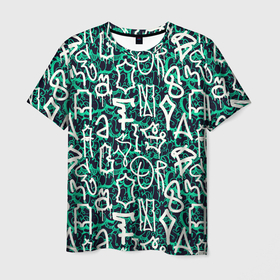 Мужская футболка 3D с принтом Символы каракули в Курске, 100% полиэфир | прямой крой, круглый вырез горловины, длина до линии бедер | 