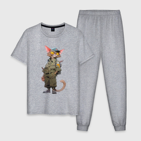 Мужская пижама хлопок с принтом Злой кот с огромными глазами в Белгороде, 100% хлопок | брюки и футболка прямого кроя, без карманов, на брюках мягкая резинка на поясе и по низу штанин
 | 