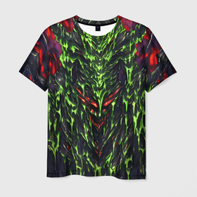 Мужская футболка 3D с принтом Green and red slime в Тюмени, 100% полиэфир | прямой крой, круглый вырез горловины, длина до линии бедер | 