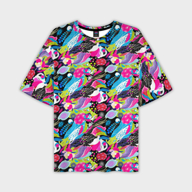 Мужская футболка oversize 3D с принтом Цветочный листопад в Белгороде,  |  | Тематика изображения на принте: 