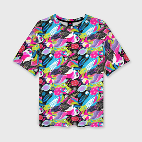 Женская футболка oversize 3D с принтом Цветочный листопад в Белгороде,  |  | 