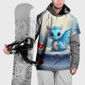 Накидка на куртку 3D с принтом Синий дракон льдинок 2024 в Екатеринбурге, 100% полиэстер |  | Тематика изображения на принте: 