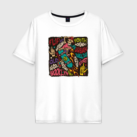 Мужская футболка хлопок Oversize с принтом Skateboard 1969 в Санкт-Петербурге, 100% хлопок | свободный крой, круглый ворот, “спинка” длиннее передней части | Тематика изображения на принте: 