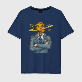 Мужская футболка хлопок Oversize с принтом Вселенная в голове в Кировске, 100% хлопок | свободный крой, круглый ворот, “спинка” длиннее передней части | Тематика изображения на принте: 