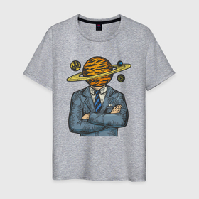 Мужская футболка хлопок с принтом Вселенная в голове в Екатеринбурге, 100% хлопок | прямой крой, круглый вырез горловины, длина до линии бедер, слегка спущенное плечо. | 