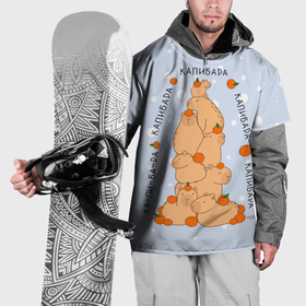 Накидка на куртку 3D с принтом Гора капибара с мандаринами в Тюмени, 100% полиэстер |  | 