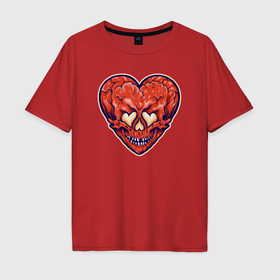 Мужская футболка хлопок Oversize с принтом Devil heart в Санкт-Петербурге, 100% хлопок | свободный крой, круглый ворот, “спинка” длиннее передней части | Тематика изображения на принте: 