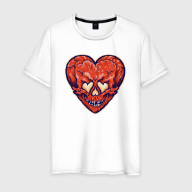 Мужская футболка хлопок с принтом Devil heart , 100% хлопок | прямой крой, круглый вырез горловины, длина до линии бедер, слегка спущенное плечо. | 